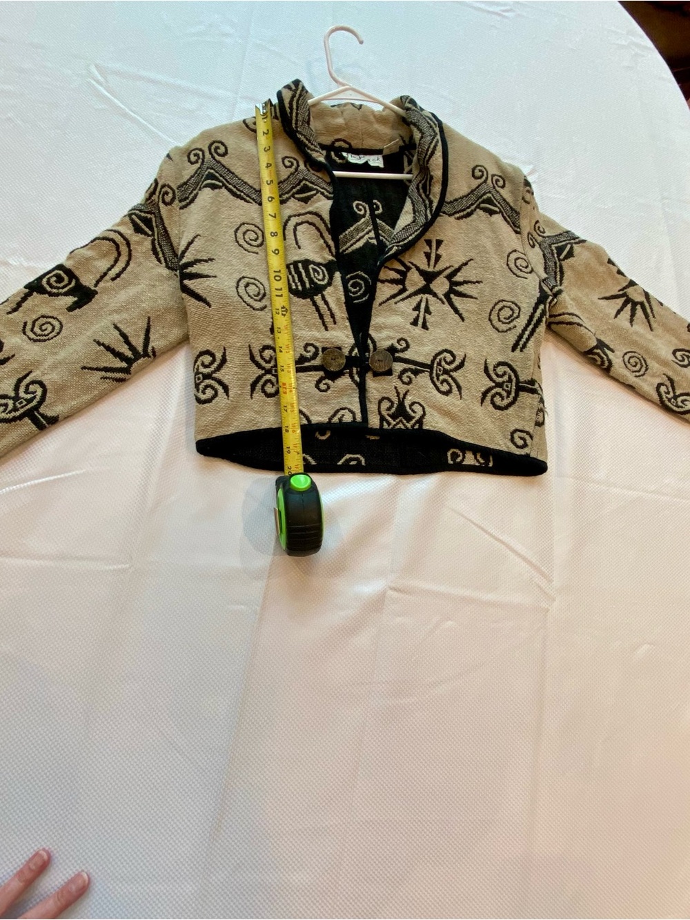 Flashback Vintage Style Beige/Black Tribal Tapestry Pattern Women's Cardigan - Picture 11 of 12